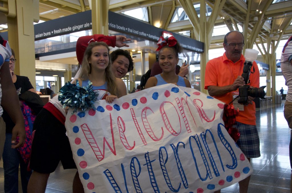 Marshall High School Cheerleaders welcome veterans